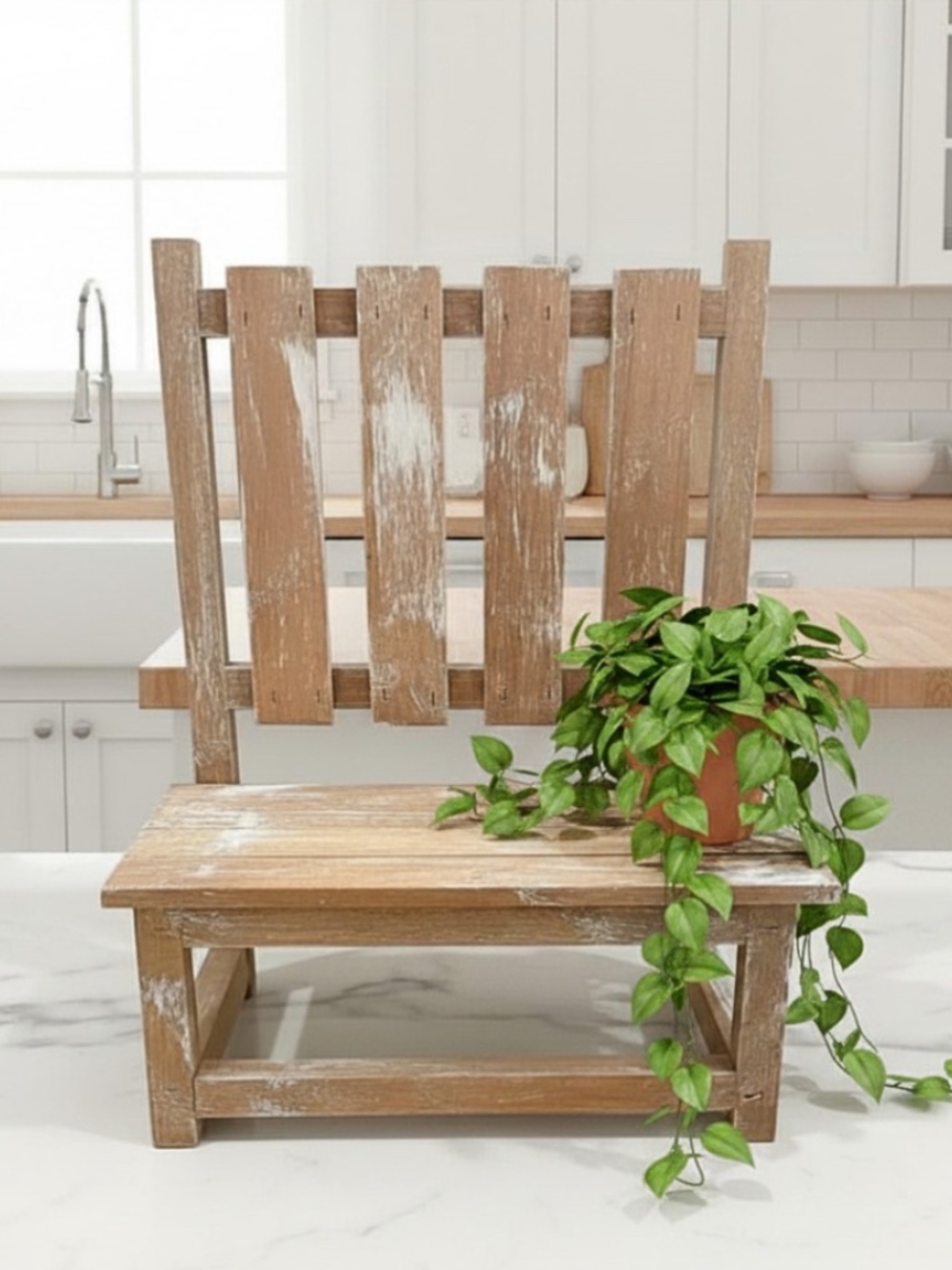 Rustic Farmhouse Wooden Plant Stand Bench